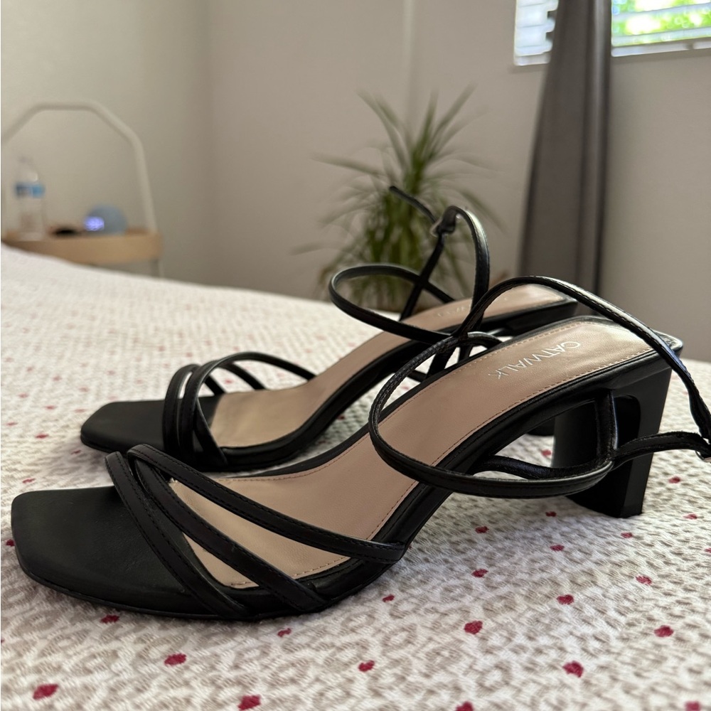 Black Strappy Heels with Elegant Design